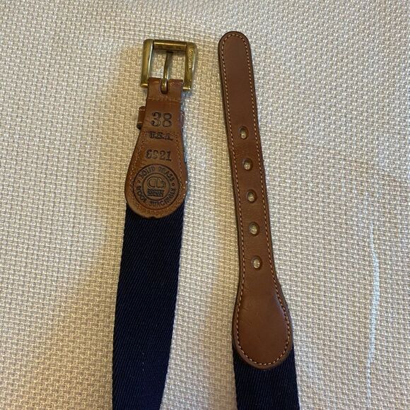 Vintage retro Dooney and Burke navy wool and leather belt brass buckle 90s main image 6